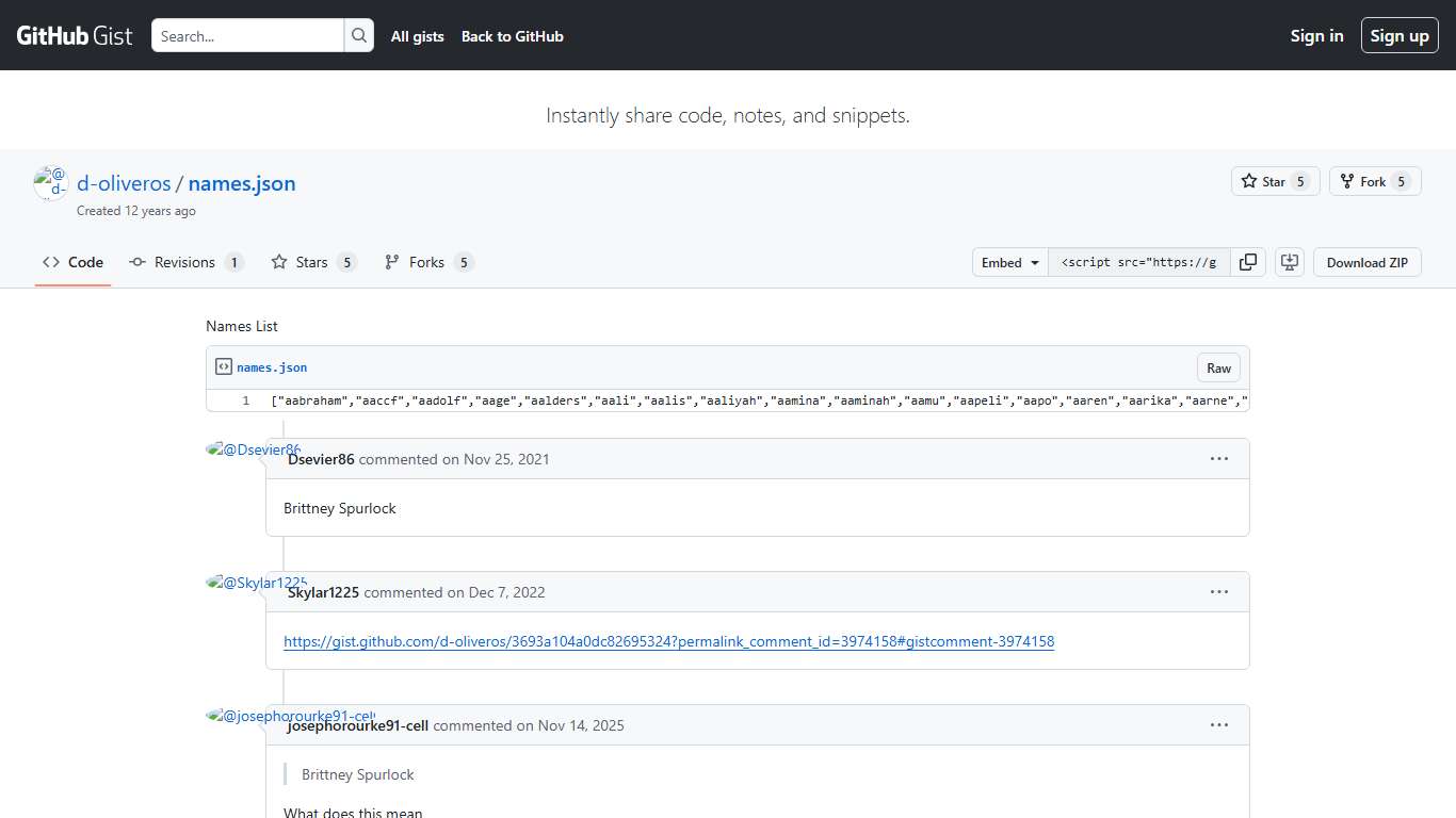 Names List · GitHub